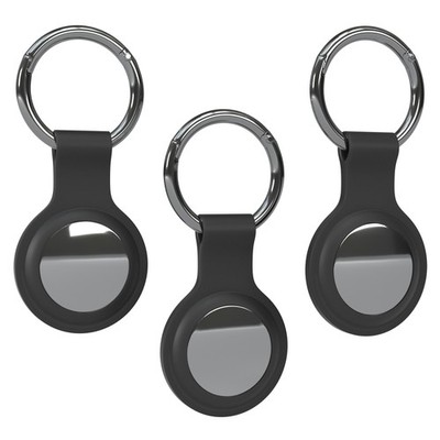 3x Hülle für Apple AirTag mit Karabiner Silikon Air Schlüsselanhänger Schwarz