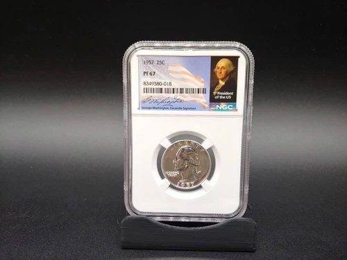 1957 Washington Silver Quarter 25c NGC PF67 - Special NGC Flag/Portrait Label