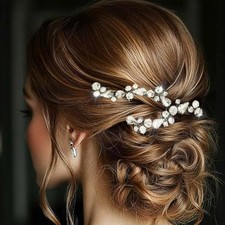 Bride Wedding Hair Pins Silver Crystal Bridal Hair Pieces Rhinestone A-Silver