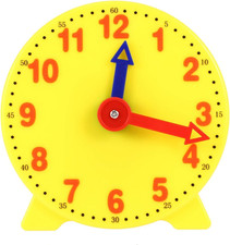 Yellow 4 Inch Learning Clock Time Model Teacher Gear Clock 12/24 Hour Learning T