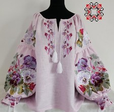 Woman Vyshyvanka Ukrainian embroidery embroidered blouse 100 Linnen Hand Made