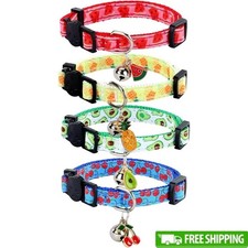 Adjustable Cat Collar Breakaway Buckle Cotton Fruit Pattern Summer Safety New