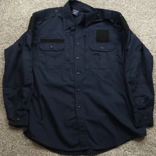 Propper Shirt Mens L Navy Blue Tactical Long Sleeve Workwear Patch Panel zip up