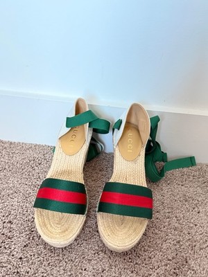 Gucci Lilibeth Web Espadrille wedge sandals women 9 in Excellent condition