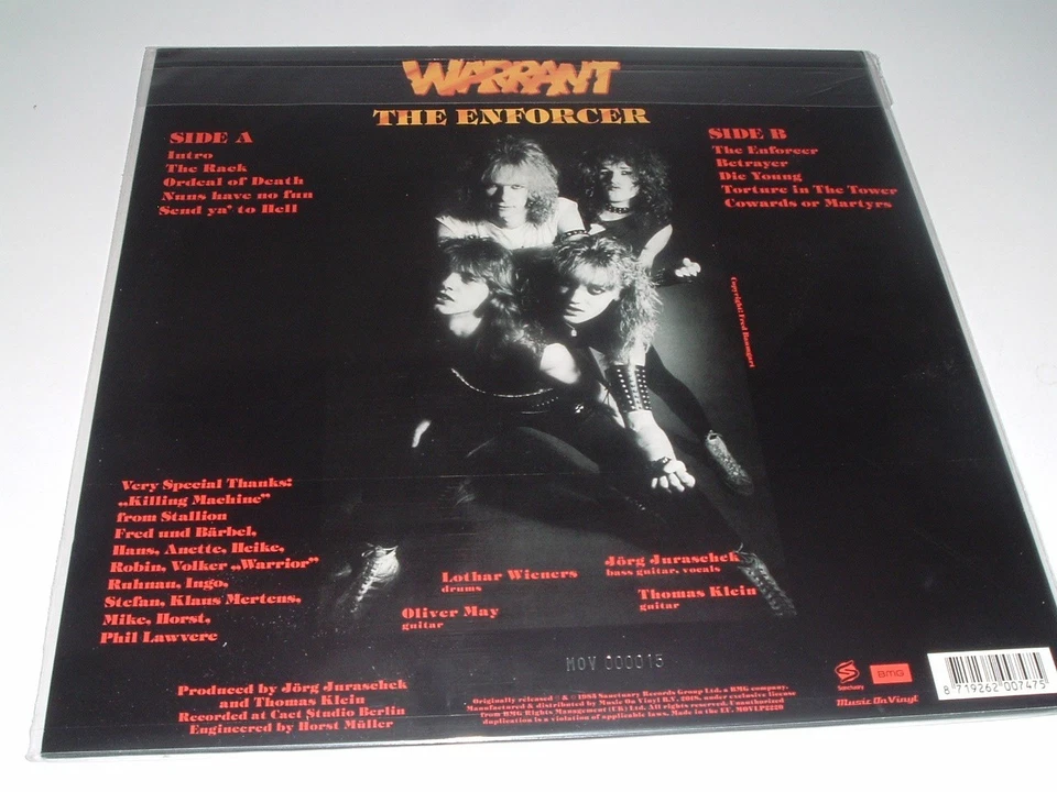 WARRANT - THE ENFORCER - 180g Coloured Vinyl LP, Numbered, Reissue (2018) - Bild 3 von 3