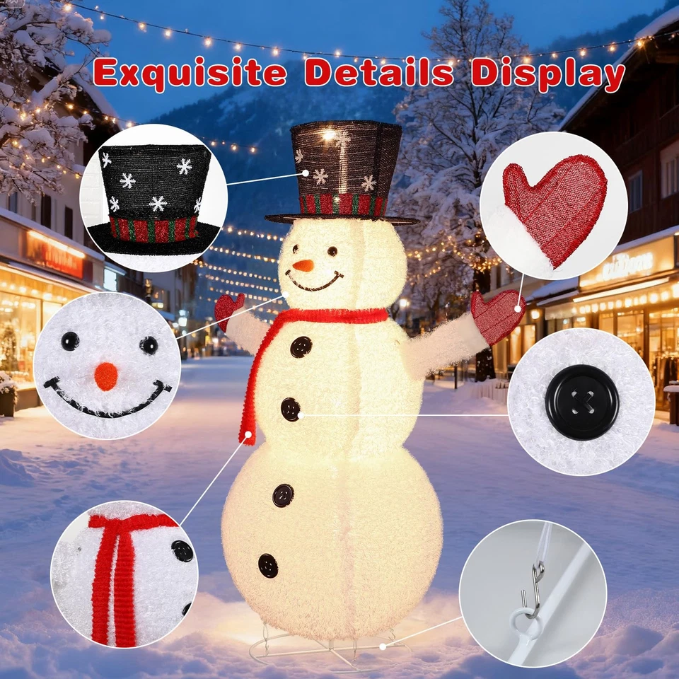 Familia muñeco de nieve emergente de 3/4/5 pies, decoración plegable 3D grande para exteriores Foto 4 de 4