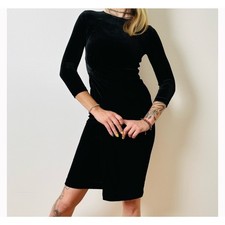 Banana Republic Black Velvet Twist Front Long Sleeve Midi Dress Size 0 holiday