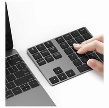 Lekvey Bluetooth Numeric Keypad Wireless Rechargeable Aluminum Number Pad Gray