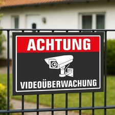 Video&uuml;berwachung Schild Achtung Kamera Hinweisschild VIDEO &Uuml;BERWACHUNG PVC  #128