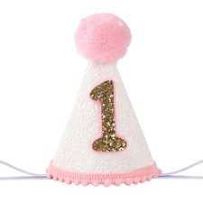 First Birthday Crown White Pink