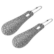 2Pcs Metal Shoe Horn 3.9" Portable Shoe Horn with Chain Silver Black