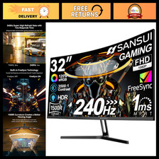 32" Curved 240Hz Gaming Monitor FHD 1080P, 1ms MPRT, HDR, VESA, HDMI DP Cable In