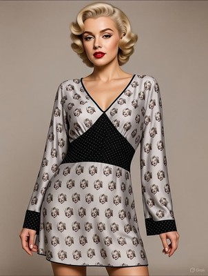 Vtg Marilyn Monroe Lingerie Polka Dot Corset Bombshell Dress Nightie Top 2X