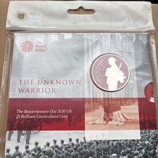 2020 REMEMBRANCE DAY LEST WE FORGET B/UNC £5 CROWN -THE UNKNOWN WARRIOR-SEALED