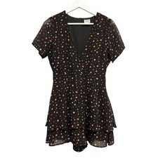 Le Lis Star Print Romper Womens Small Black T...