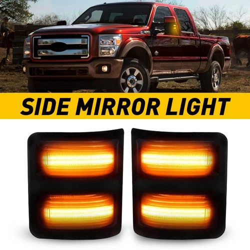 Amber Smoke LED Mirror Side Light Signal 2008-16 Fit F350 Ford F250 Super Duty