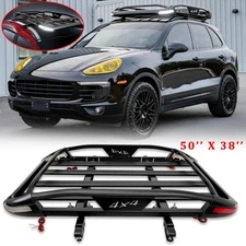 For Porsche Cayenne 2010-18 Roof Rack Luggage Cargo Basket+Cross Bar w/LED Light