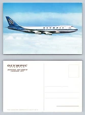 Olympic Airways Boeing 747-200B Jumbo Jet Postcard Vintage Aviation Art