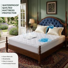 100 Waterproof Mattress Protector, Quilted Soft Breathable Fitted Sheet Cover