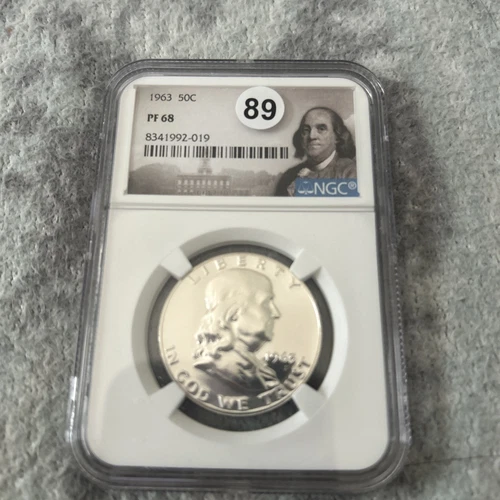 1963 PROOF Franklin Half Dollar 50c Certified by NGC PF68 90% SILVER