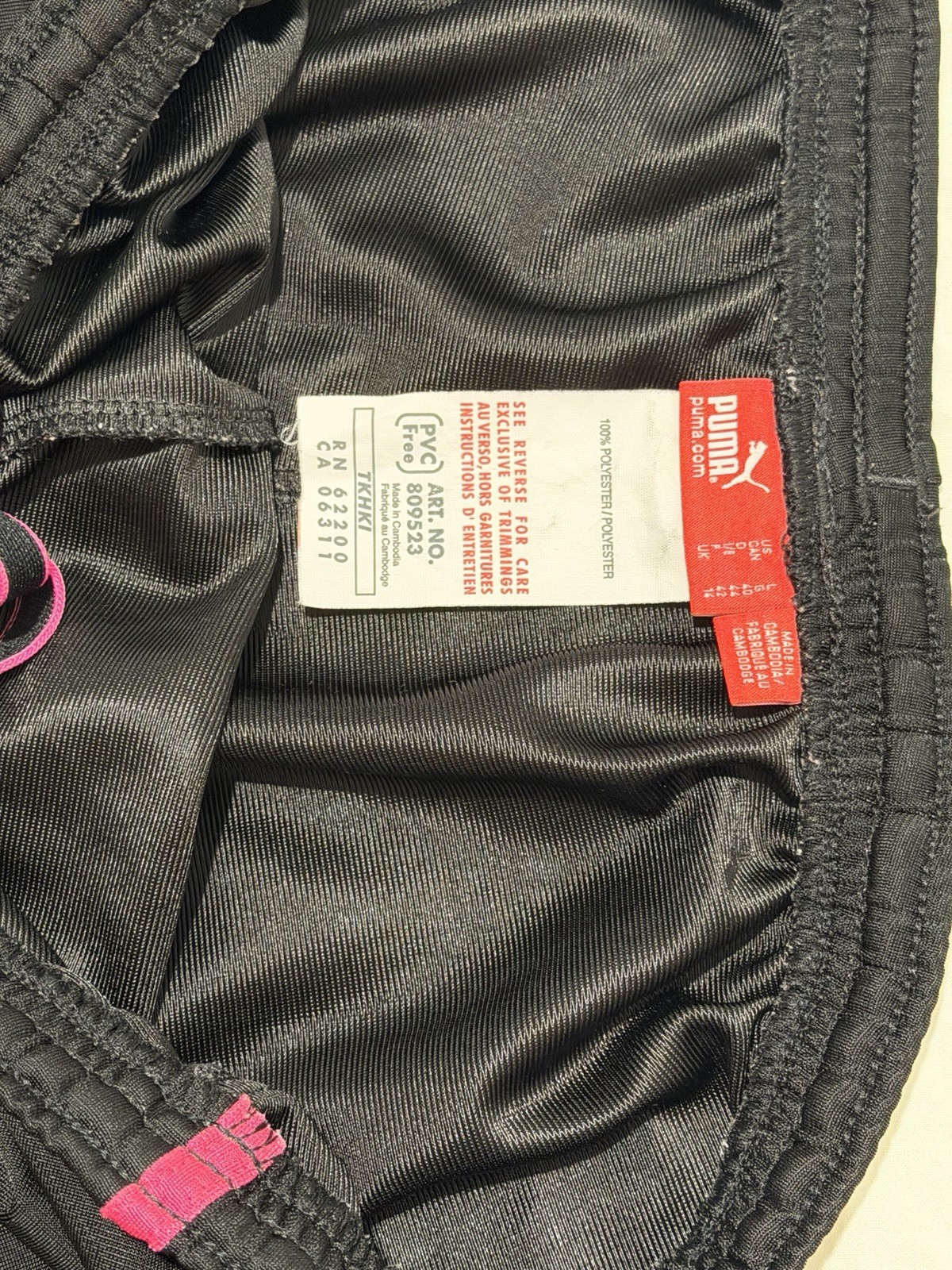 PUMA Women’s Athletic Running Shorts Black Pink Drawstring Size L thumbnail 6