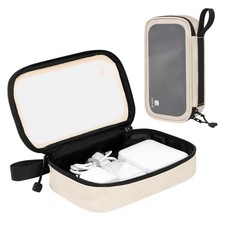 pack all Clear Electronic Organizer, TPU Cable 8.7 x 5.1 x 2.2 inches, Beige
