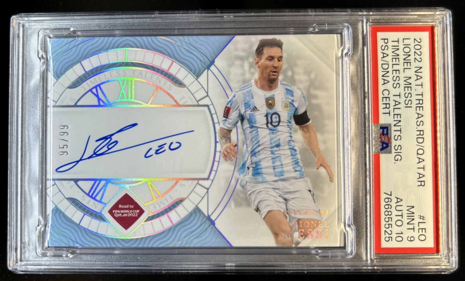 22-23 National Treasure World Cup Lionel Messi Timeless Talent Auto /99 PSA 9/10