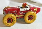 New ListingVintage Marx Midget Boattail Racer Tin Wind Up Race Car # 7 Toy w/ Driver