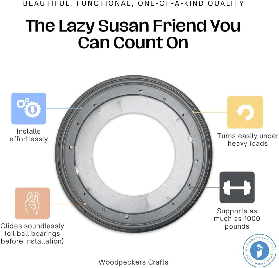 Lazy Susan Hardware, 12 Inch, 1,000 Lbs. Load Capacity, Pack of 1 Steel Lazy Sus - Image 4 of 4