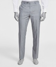 Michael Kors Men's Gray Plaid Classic-Fit Stretch Wool Suit Pants Size 32W 32L