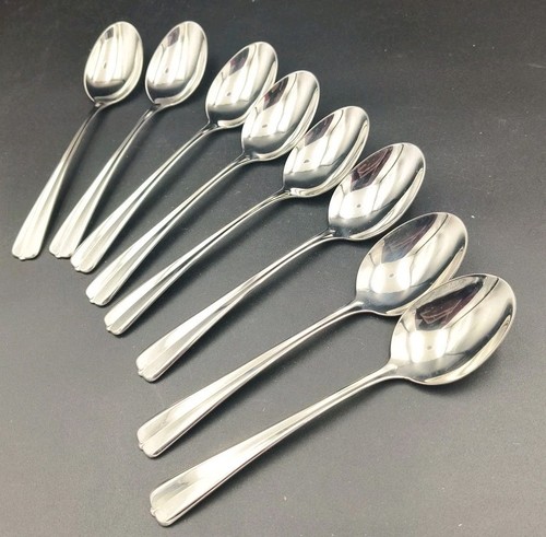 8er Set Oneida USA .. GALA IMPULSE Muster Edelstahl Oval Platz Suppenlöffel - Bild 9 von 9