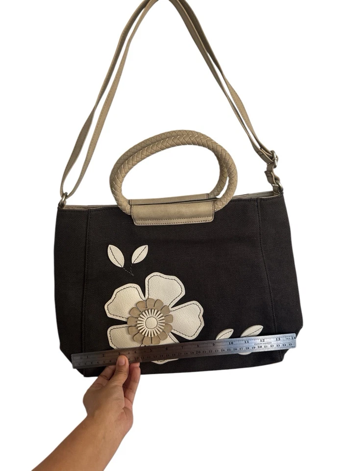 Bolso de Mano Relic Alcaravea Mediano Floral Mango Trenzado Marrón Fósil Excelente Estado Foto 2 de 4