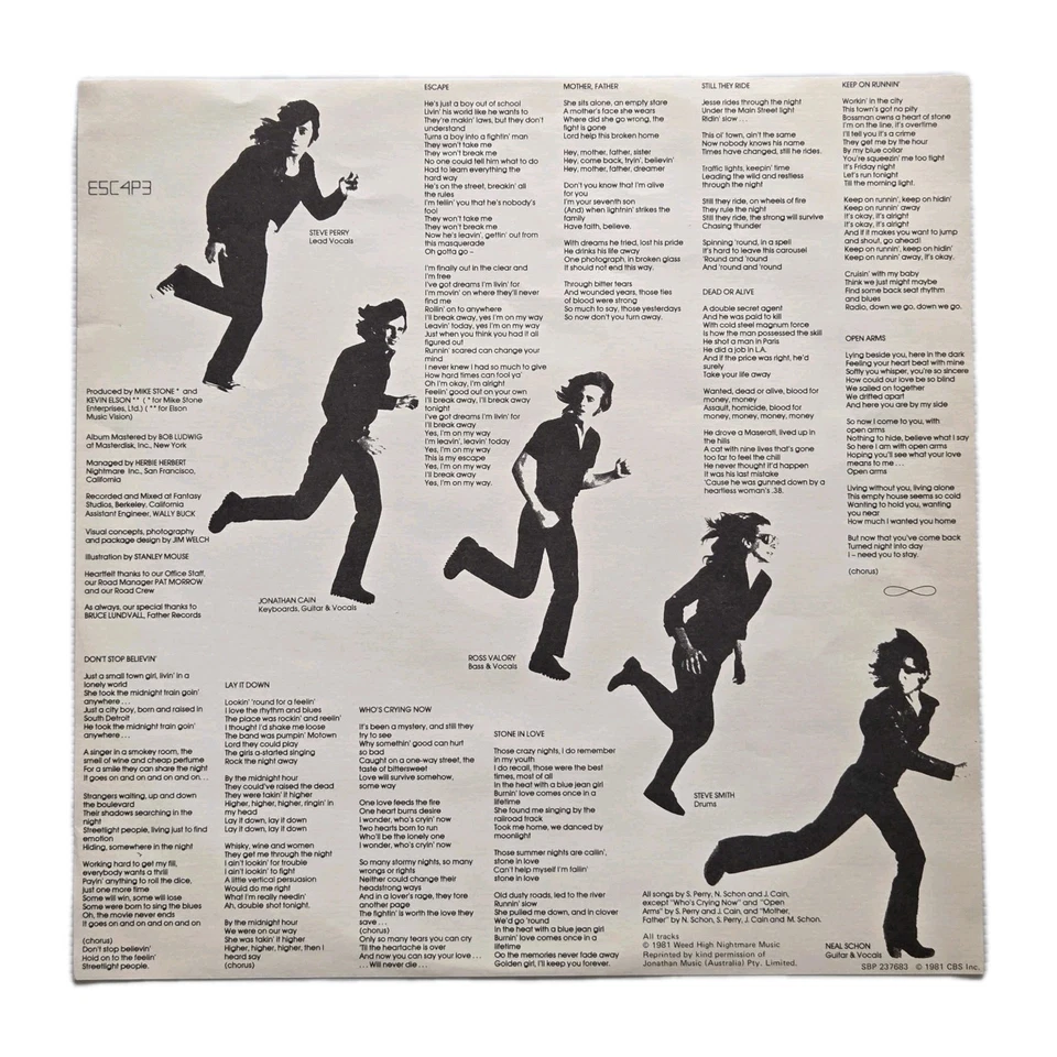 JOURNEY "Escape" RARE 1981 AUSSIE PRESS 10Tk VINYL LP w/DON'T STOP BELIEVIN' - Image 3 of 4