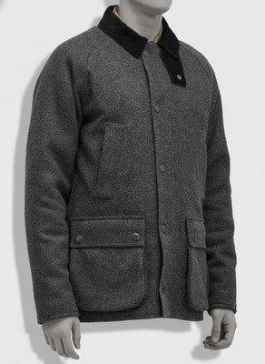 Barbour Men's Gray Bedale Logo Lined Full Zip Pocket Wool Coat Jacket Size XL