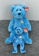 Ty Beanie Buddy Classy the Bear Blue Plush 14" Stuffed Animal Lot Babies Buddies