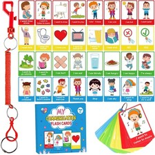 40PCS Autism Communication Cards for Speech Delay Children and ys/m, White