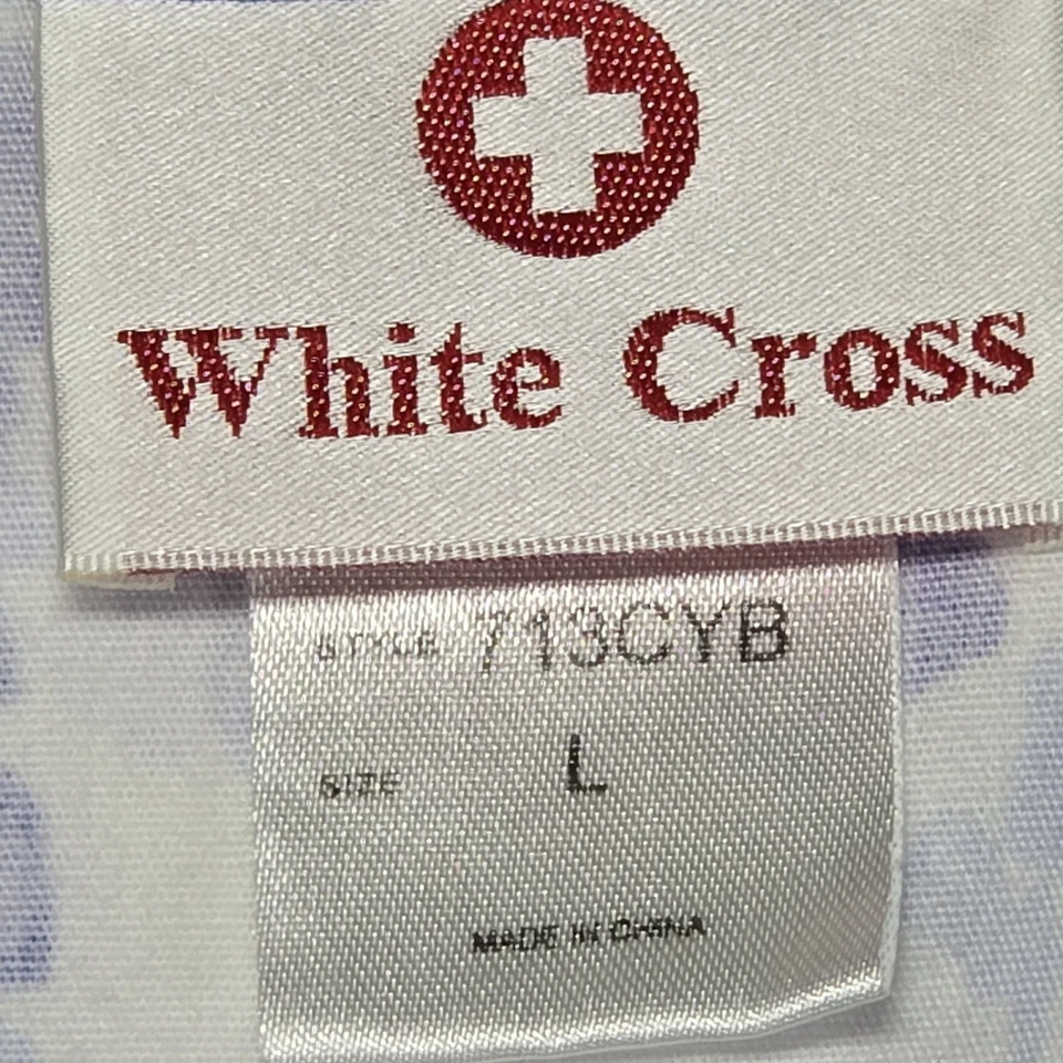 Blusa Médica Blusa Médica Blanca Grande Azul Estampado Floral Cuello en V Estilo 713CYB Uniforme de Enfermera Foto 4 de 4