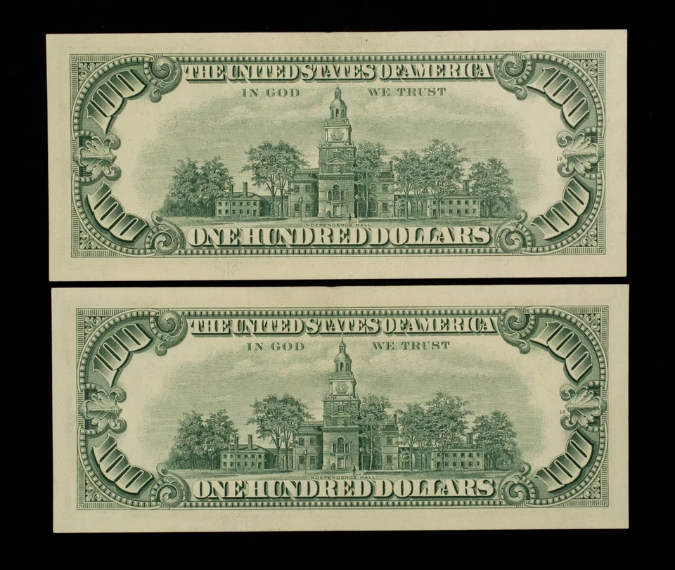 FR 2165-D $100 1969 A Nota da Reserva Federal - 2 Consecutiva/Nova Alta SN - CA1798 - Imagem 2 de 2