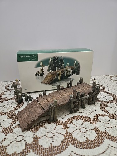 Dept 56 Village Accessories - Wooden Pier 52766 Stork Bird Lake Water Accessory
