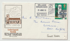 21/6/1972 UK GB FDC - Village Churches - Letheringsett - Letheringsett Special
