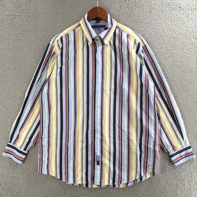 Tommy Hilfiger Button Down Shirt Mens L Long Sleeve Collared Striped Multicolor