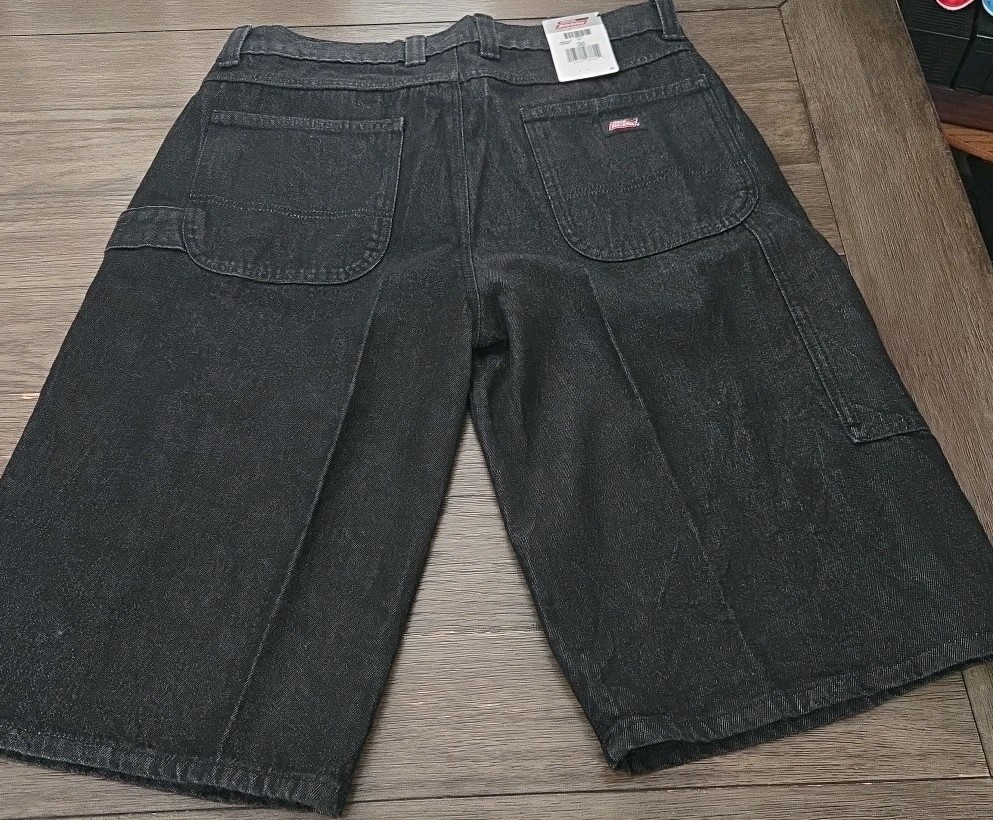 Dickies Loose Fit Carpenter Denim Shorts Black Baggy Jorts NWT
