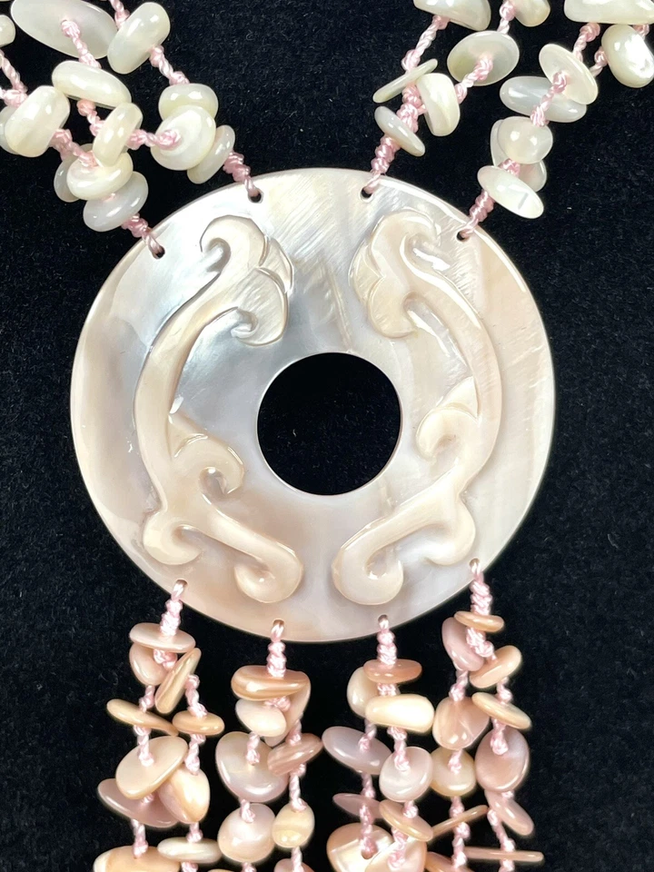 Sajen Stone Necklace Multi Strand Bead Shell Boho - Image 3 of 4