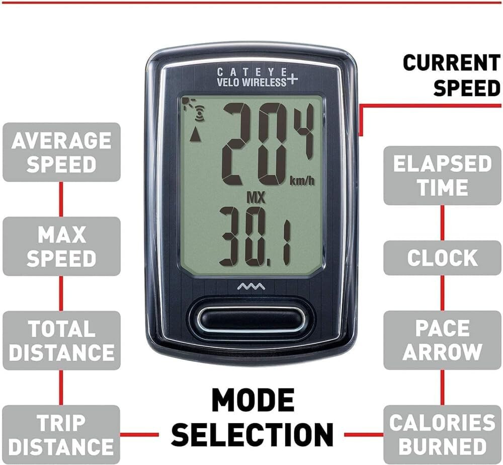 CatEye VELO Wireless Plus Cc-vt235wb Functions 11 Features Cycle