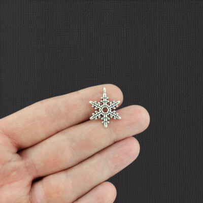 BULK 50 Snowflake Antique Silver Tone Charms - SC487
