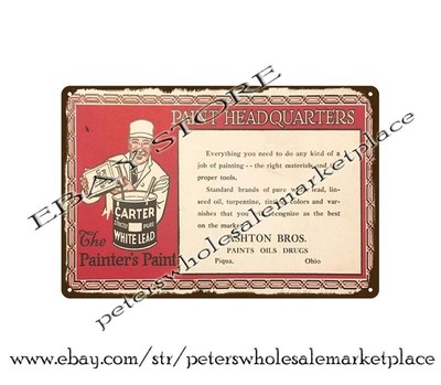 home decor Piqua Ohio Carter White Lead Paint Ink Blotter metal tin sign