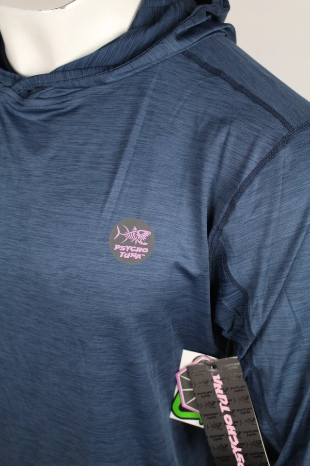Psycho Tuna Men's Lake Mead Hoodie UV Protection Tactical Indigo Marled Blue - Image 4 of 4