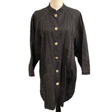 Turley Yours Womens 18w Linen Blend Jacket Blazer Black Lagenlook Minimalist