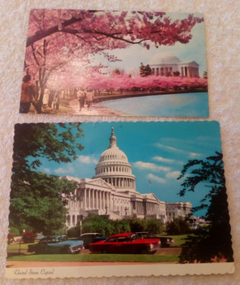 2 VINTAGE KARTEN;USA;WASHINGTON;THOMAS JEFFERSON MEMORIAL;UNITED STATES CAPITOL
