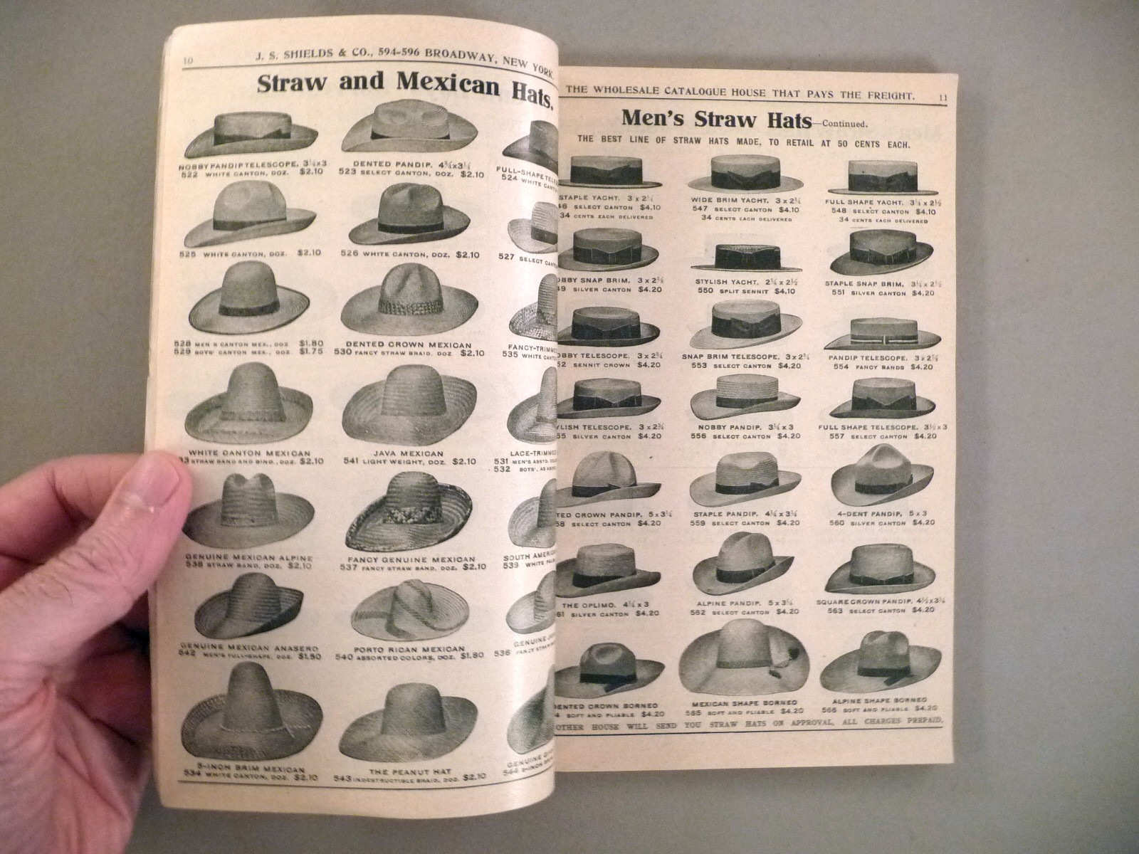 J.S. Shields CATALOG Spring, 1908 fashion, hats, general
